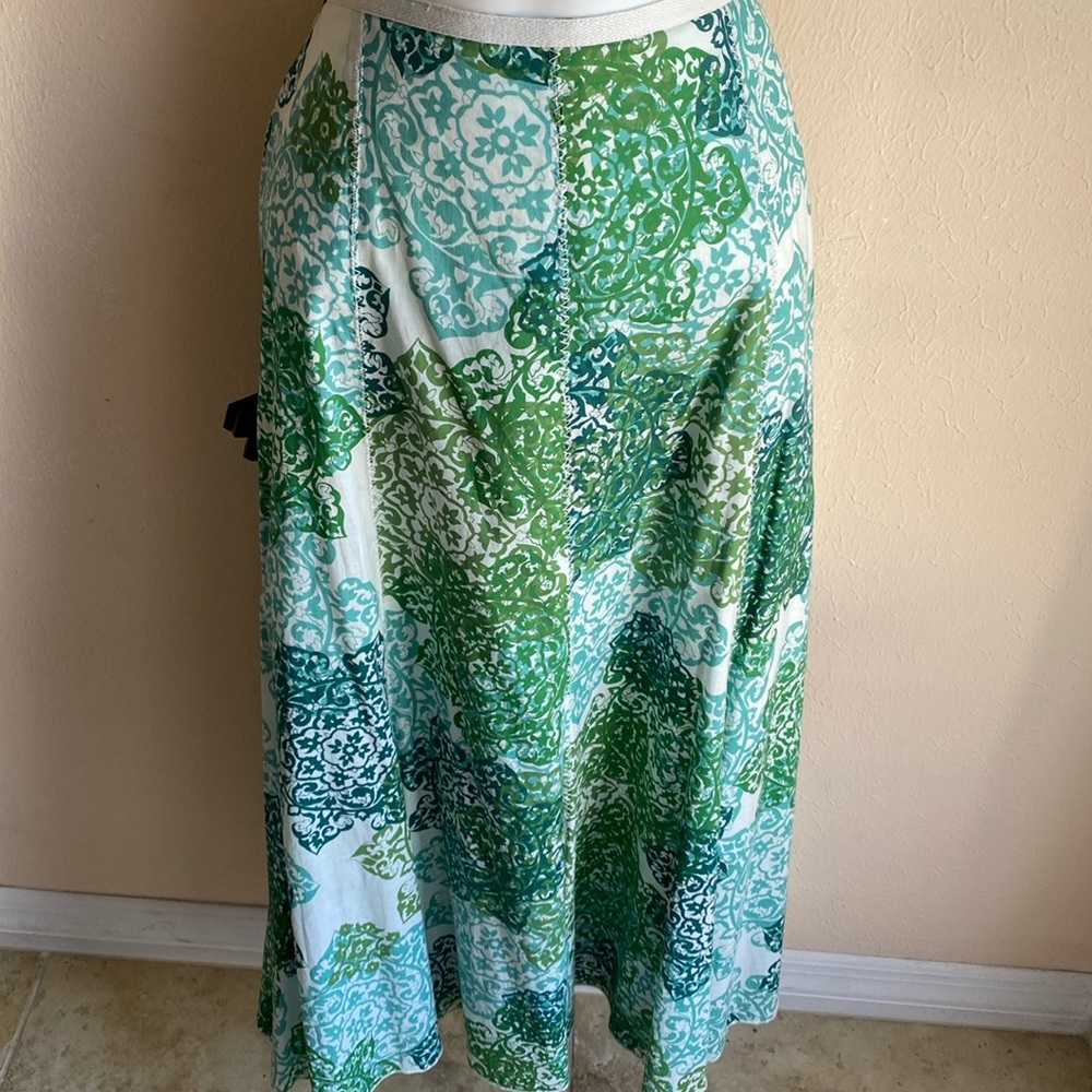 Karen Kane Maxi Skirt 6 Lace Print all cotton fully Lined 6
